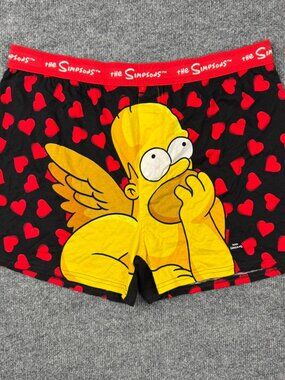 The Simpsons Homer Cupid Valentine's Day Boxer Shorts Men's Large 36-38 Cotton